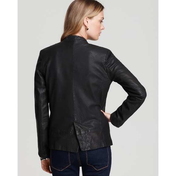 French ConnLondon Leather Tuxedo Biker Moto - Picture 4 of 8
